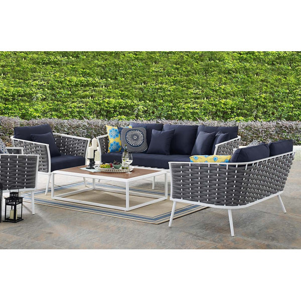 Corrigan Studio® Holldorff Modern Grey And White Outdoor Dining Chairs